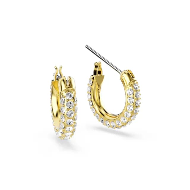 【SWAROVSKI 施華洛世奇】Dextera 大圈耳環 密鑲 迷你 白色 鍍金色(情人節禮物)