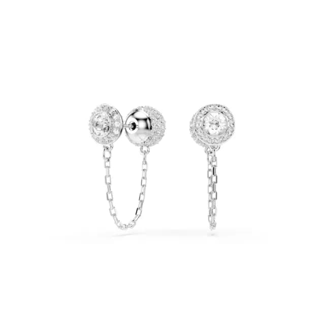 【SWAROVSKI 施華洛世奇】Una Angelic 水滴形耳環 圓形切割 白色 鍍白金色
