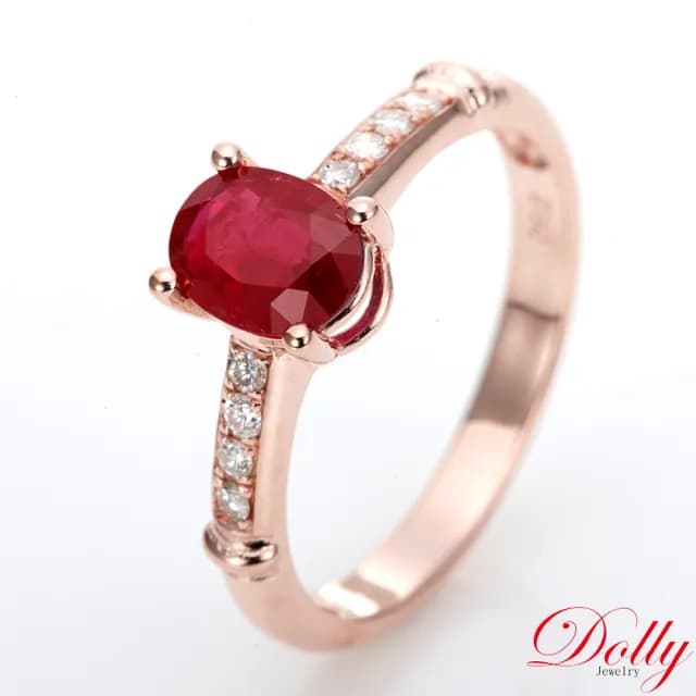 【DOLLY】1克拉 GRS無燒緬甸紅寶石18K金鑽石戒指-015(母親節 情人節 交換禮物首選)