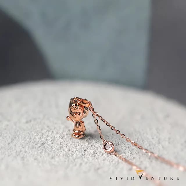 【Vividventure 亞帝芬奇】史努比 14K 3分 天然鑽石 鑽石 項鍊 俏皮之心(SNOOPY聯名系列 NO.05)