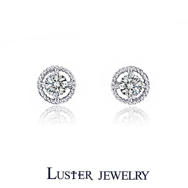 【Luster】熱賣99!10分 D/VS 麻花 培育鑽 純銀 雙層 耳環(培育鑽石X2總重0.20ct)