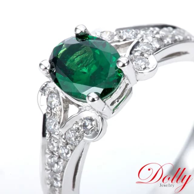 【DOLLY】情人節禮物 1克拉 天然艷彩沙佛萊石14K金鑽石戒指-016(母親節 情人節 交換禮物首選)