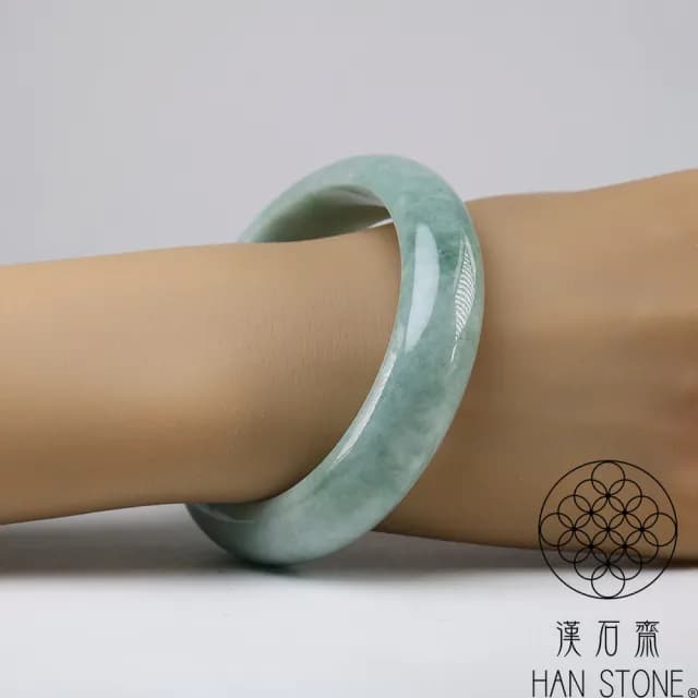 【漢石齋】情人節禮物 天然翡翠A貨 手鐲玉鐲 飄花種(手圍18.4/版寬16.3mm)
