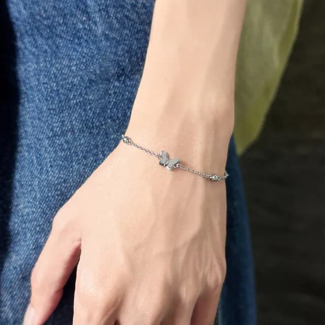 【MORELLATO】Talismani 不鏽鋼蝴蝶之心手鍊 銀色(SAUN37)