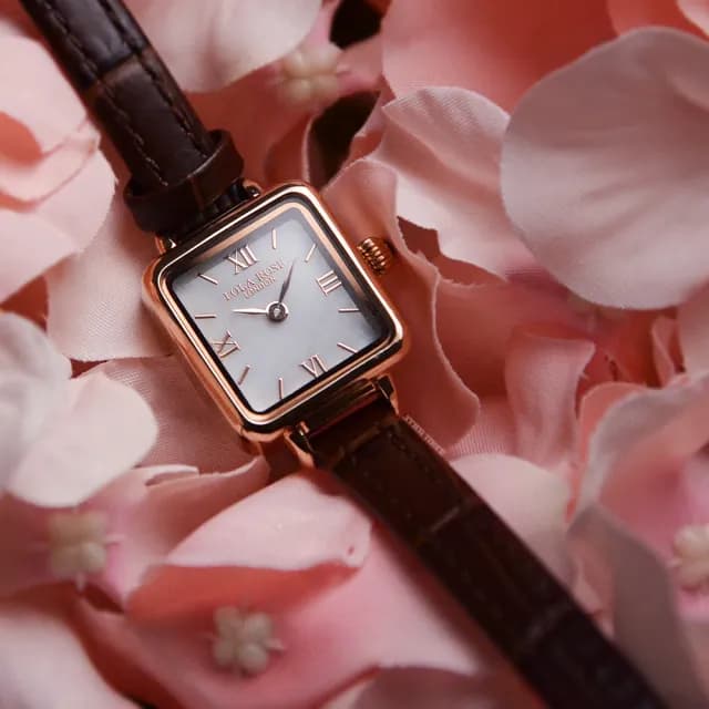 【LOLA ROSE】玫瑰金框 白面 棕色皮革 小巧方形 手錶 女錶 19mm 贈手鍊 雙11(LR2230)