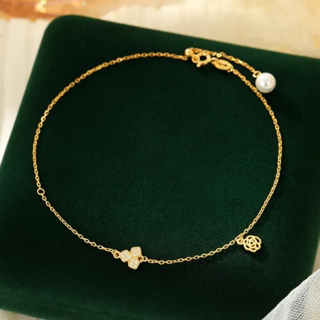 【紐約精品】現貨+預購 925純銀腳鍊手鍊腳鏈腳踝鏈足鏈腳飾手鏈情人節禮物(山茶花鑲鑽女飾品2色a1kk34)