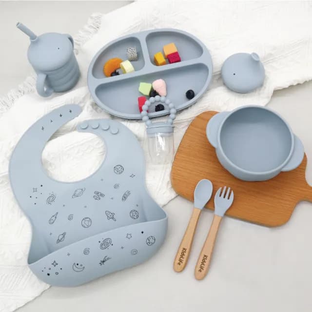 【KidsLife】寶寶餐具彌月禮盒-多款可選(寶寶餐具 矽膠餐盤  彌月 禮盒)