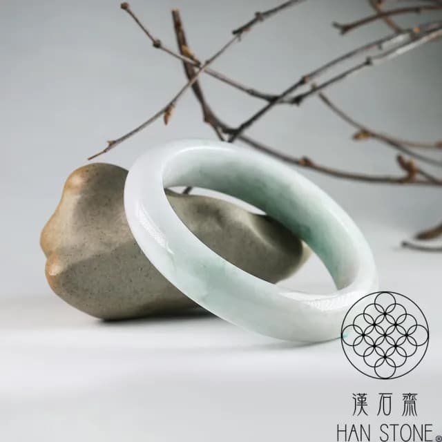 【漢石齋】情人節禮物 天然翡翠A貨 手鐲玉鐲 飄花種(手圍19/版寬14.6mm)