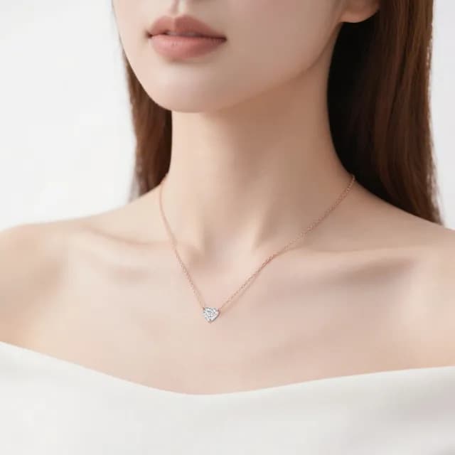 【Luster】情人節禮物!IGI 1克拉 18K金 玫瑰金 心形 培育鑽 鑽石項鍊(18K金台+18K金鍊)