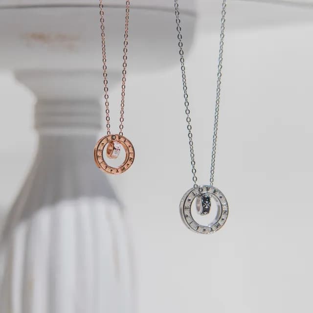 【Porabella】新款925純銀情侶項鍊 十字轉運珠項鍊 幾何字母吊墜 中性小眾ins風 情人節禮物Necklace