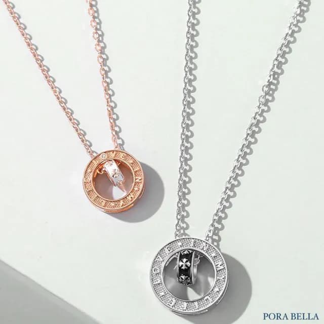 【Porabella】新款925純銀情侶項鍊 十字轉運珠項鍊 幾何字母吊墜 中性小眾ins風 情人節禮物Necklace