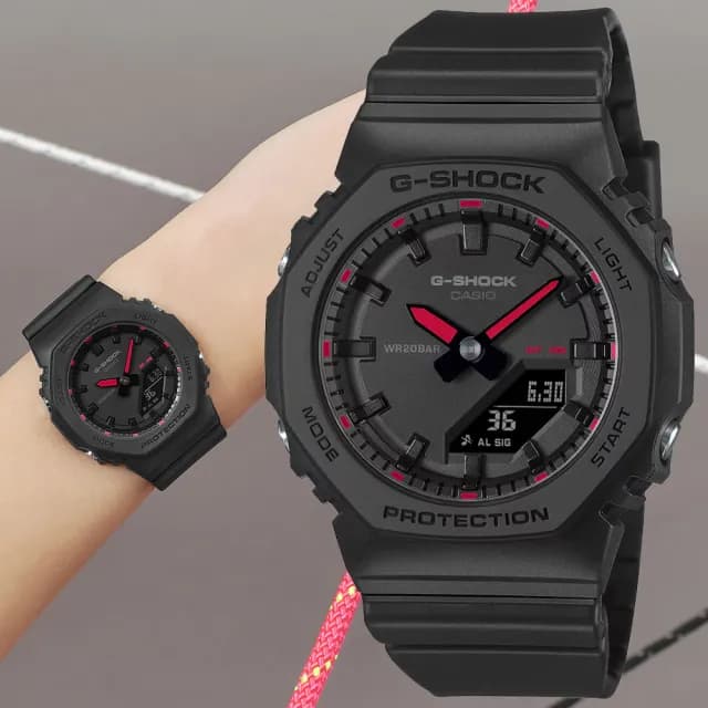 【CASIO 卡西歐】G-SHOCK WOMEN 經典時尚 八角雙顯腕錶 七夕 情人節 送禮 推薦(GMA-P2100SA-1A1)