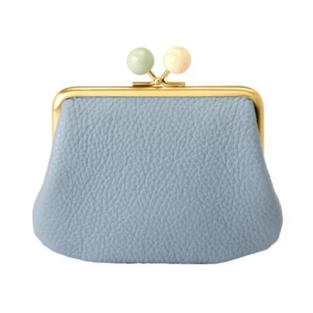 【TOYOOKA KABAN 豐岡鞄】雙11 itten-itten 搭扣迷你錢包 淡藍色(日本製 真皮 口金包 零錢包)