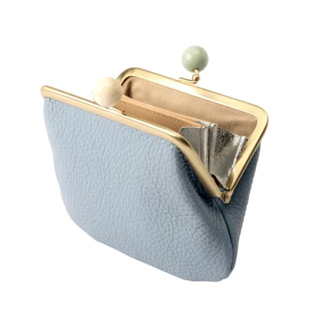 【TOYOOKA KABAN 豐岡鞄】雙11 itten-itten 搭扣迷你錢包 淡藍色(日本製 真皮 口金包 零錢包)