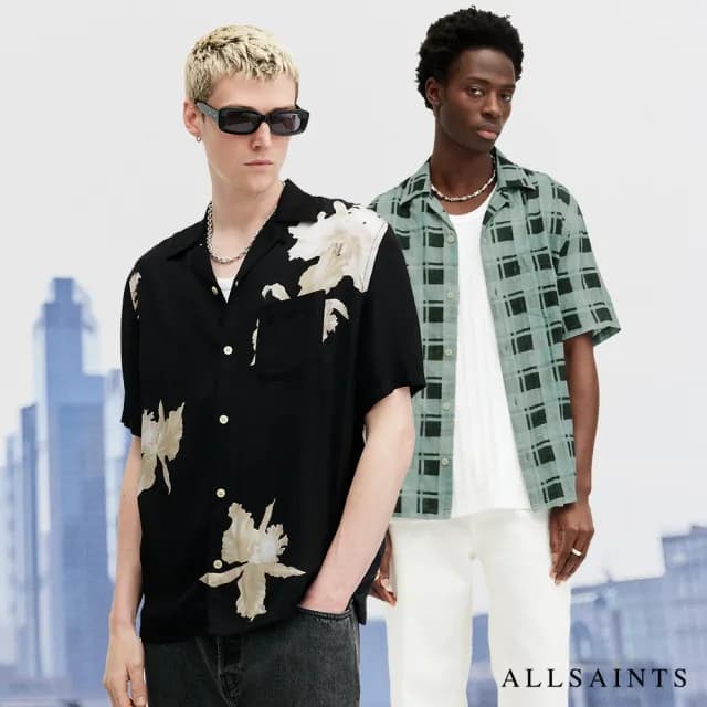 【ALLSAINTS】叛逆復古風格人造絲印花襯衫(多款任選)