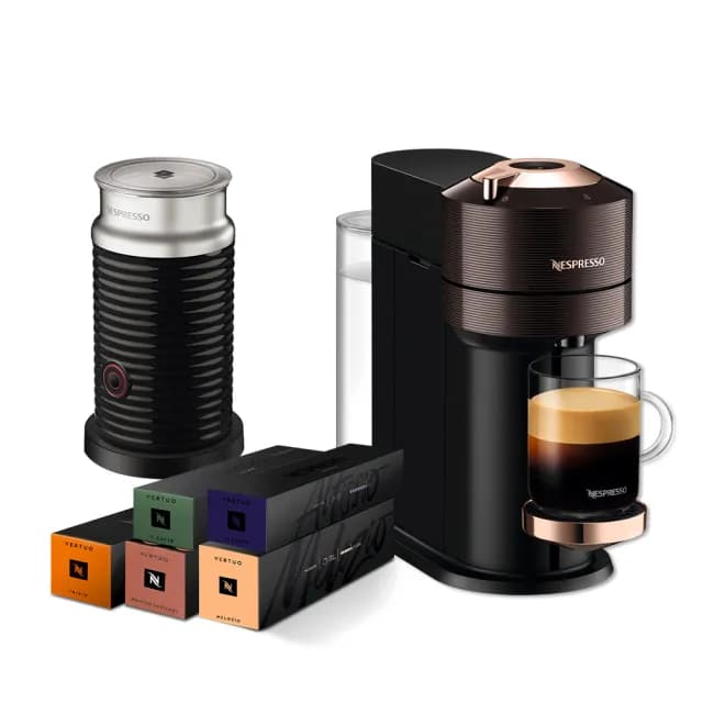 【Nespresso】momo獨家款！臻選厚萃Vertuo Next輕奢款膠囊咖啡機奶泡機組合(馥郁晨曦50顆組/義式/入厝)
