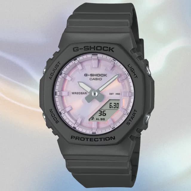 【CASIO 卡西歐】G-SHOCK WOMEN 閃耀光澤 八角雙顯腕錶 七夕 情人節 送禮 推薦(GMA-P2100PC-1A)