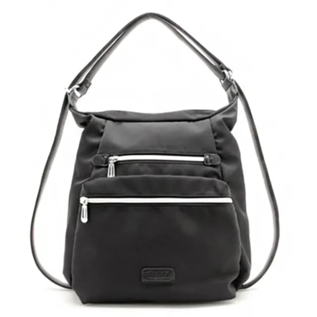 【FIRANO】雙11 情人節禮物 U型可手提/後背尼龍2 WAY 兩用包(黑)