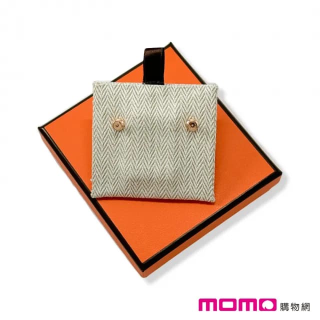 【Hermes 愛馬仕】mini Pop H 針式耳環(白色 Blanc x 玫瑰金)