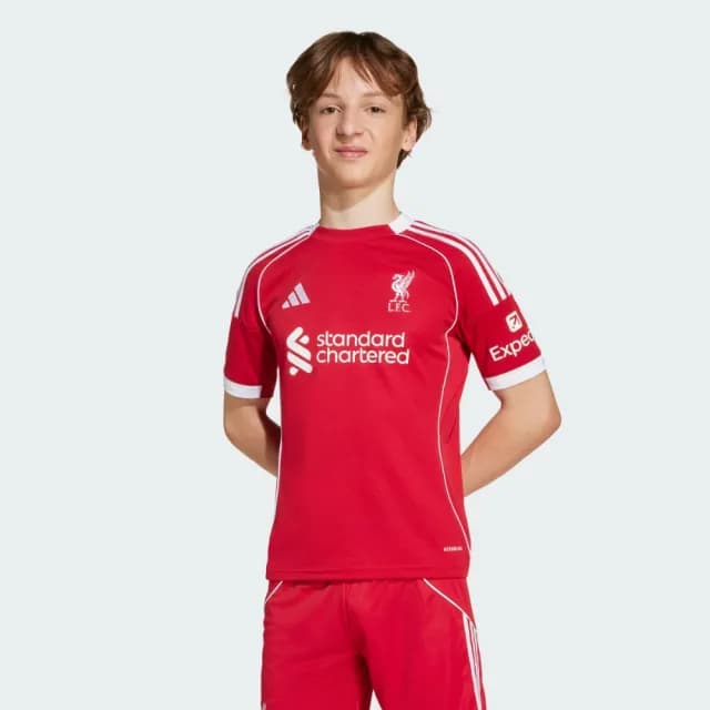 【adidas 愛迪達】利物浦足球俱樂部 主場球衣 T恤 吸濕排汗 童裝 JV6436