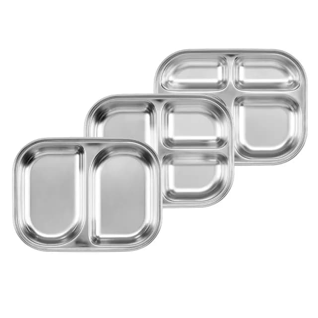 【酷藝師CUITISAN】超值寶寶分隔餐盤組 - 316可微波不鏽鋼 小鯨餐盤3入組(三色可選/兒童餐具/酷夢系列)