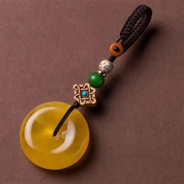 【紐約精品】父親節禮物 鑰匙扣手機吊飾鑰匙圈掛飾吊繩吊墜掛件招財淨化開運(蜜蠟平安扣男女配件a1kf86)