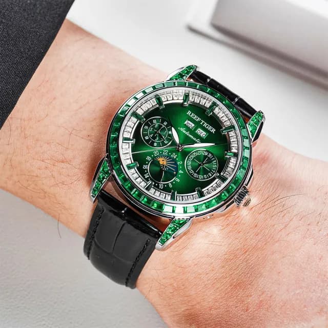 Reef Tiger 瑞夫泰格 藝術家系列-天文台 RGA1988 真三眼 年月顯示 日月星辰 夜光 機械 手錶