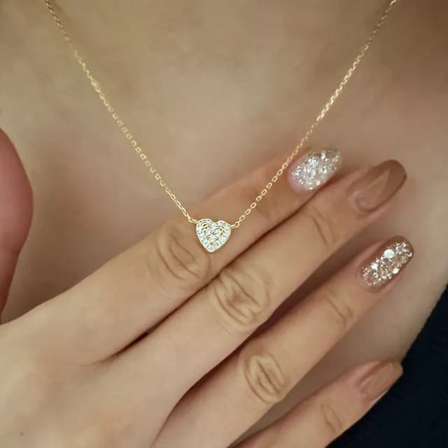 【CReAM】Quilla 925純銀心型愛心碎鑽金色銀色女項鍊(生日 禮物 送禮 禮盒)