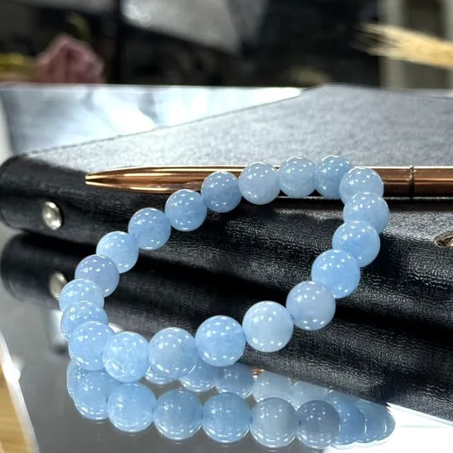 【德山珠寶】5A級10mm海藍寶水晶手鍊(送禮/情人節生日禮物飾品手鍊CE476)