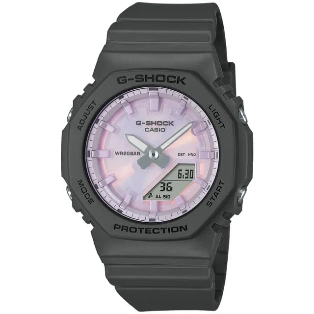 【CASIO 卡西歐】G-SHOCK WOMEN 八角防護構造雙顯錶 禮物(GMA-P2100PC-1A/速)