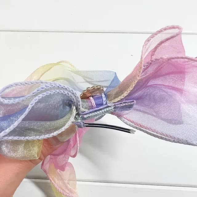 【橘魔法】漸層大蝴蝶結髮夾首飾組(7件組 套裝 項鍊 髮飾 髮夾 耳環 戒指 女童 兒童 童裝 生日 聖誕 禮物)