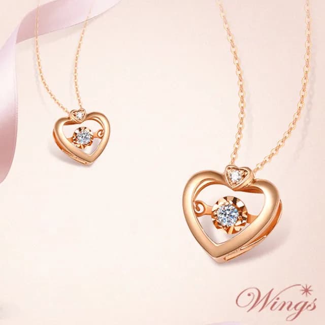 【WINGS】925純銀八心八箭項鍊《 玫瑰心戀》｜擬真鑽・閃耀靈動設計(送禮 女生禮物 情人 七夕 生日)