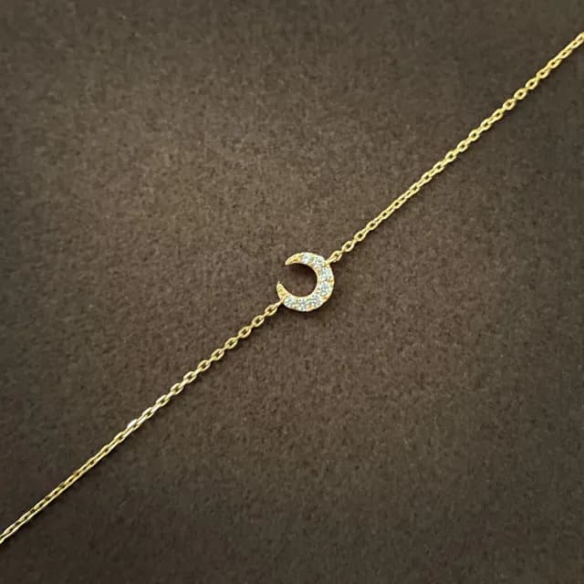 【CReAM】Imogen925純銀纖細月亮鑽飾金色女手鍊(生日 禮物 送禮 禮盒)