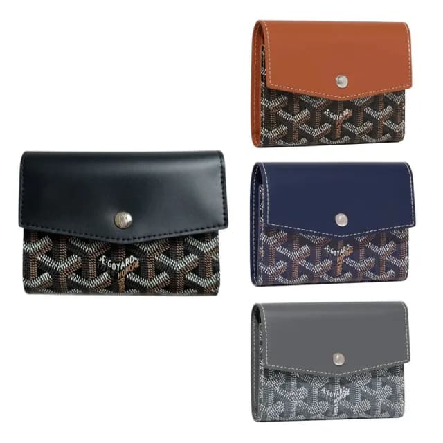 【GOYARD 高雅德】Saint-Gabriel 牛皮 多色 老花 三折按扣皮夾 錢包(STGABRPMLTY-01/51/21/03)