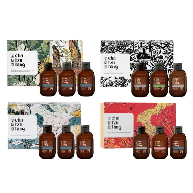 【茶籽堂】年度版畫隨身禮盒｜洗髮+沐浴+洗手露50mL x3(旅行洗沐組/植萃香氣/交換禮物)