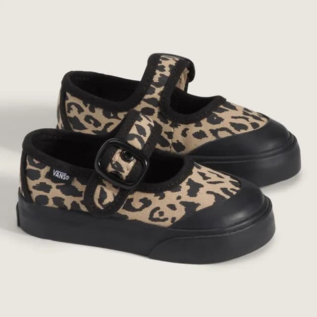 【VANS 官方旗艦】Mary Jane 小童款黑色豹紋滑板鞋(童鞋)