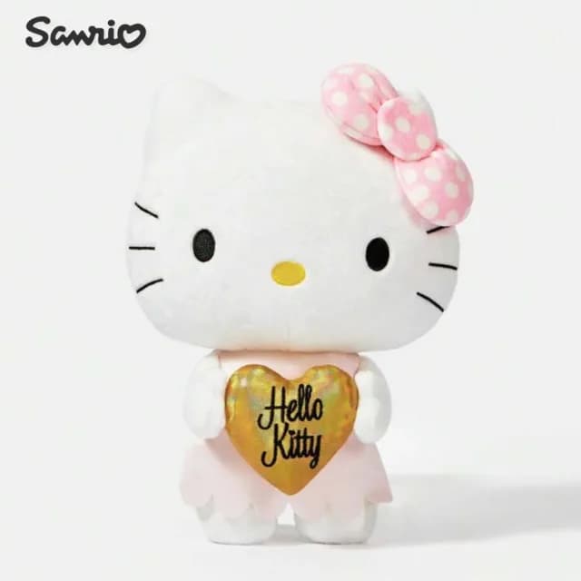 【SANRIO 三麗鷗】正版授權Hello Kitty凱蒂貓愛心高質感毛絨玩偶21cm娃娃(女兒女友生日交換聖誕告白禮物)
