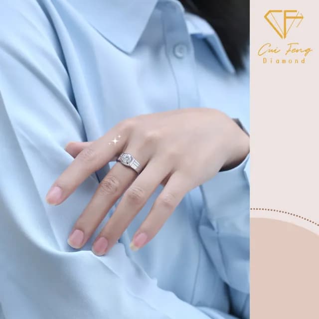 【CF鑽飾】預購 男戒 莫桑鑽《簡約男戒》2克拉(8心8箭 父親節 七夕 情人節 戒指 鑽戒 禮物送禮 生日)