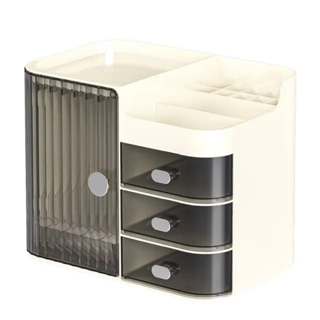 【空間大師】北歐雅緻大容量化妝品收納盒(保養品 收納架 飾品 刷具 置物 整理 桌上抽屜 桌面 生日禮物)