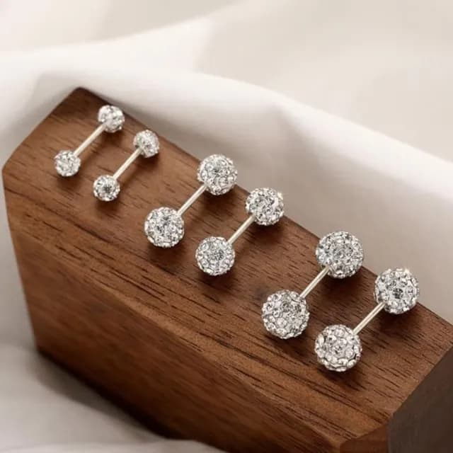 【閃耀奪目】雙頭滿鑽耳釘3尺寸組合(耳骨環 飾品 耳飾 耳針 耳環 首飾 情人節 送禮物)