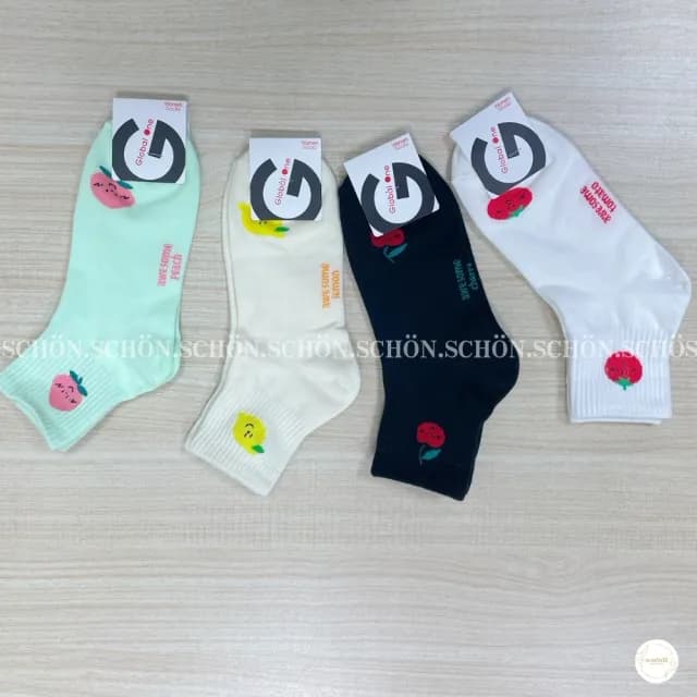 【SCHON】韓國1/2襪-水果(襪子 韓國襪子 韓國襪 水果襪子 番茄襪子 禮物 可愛交換禮物 韓系襪子 流行)