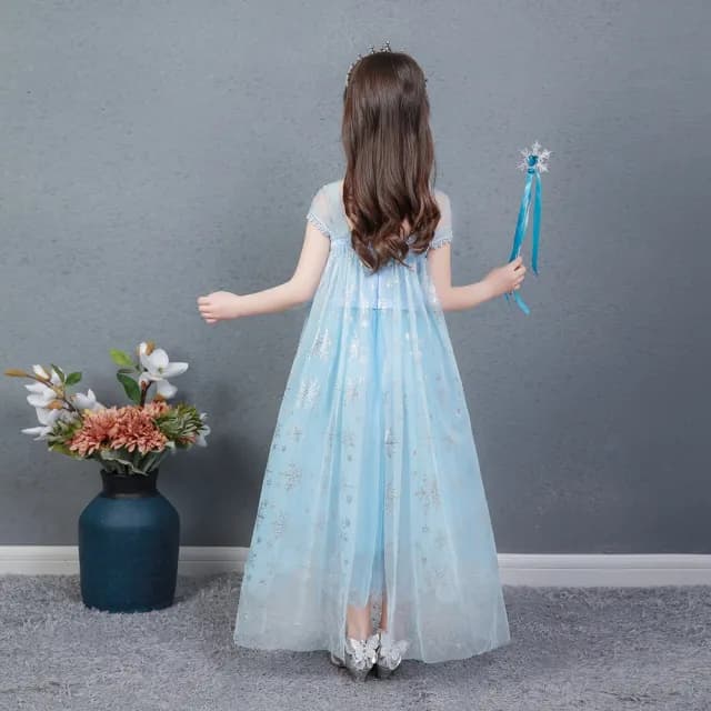 【橘魔法】藍色亮片紗裙公主服 （不含皇冠魔法棒）(萬聖節 角色扮演 長裙 洋裝 女童 兒童 童裝 聖誕服裝)