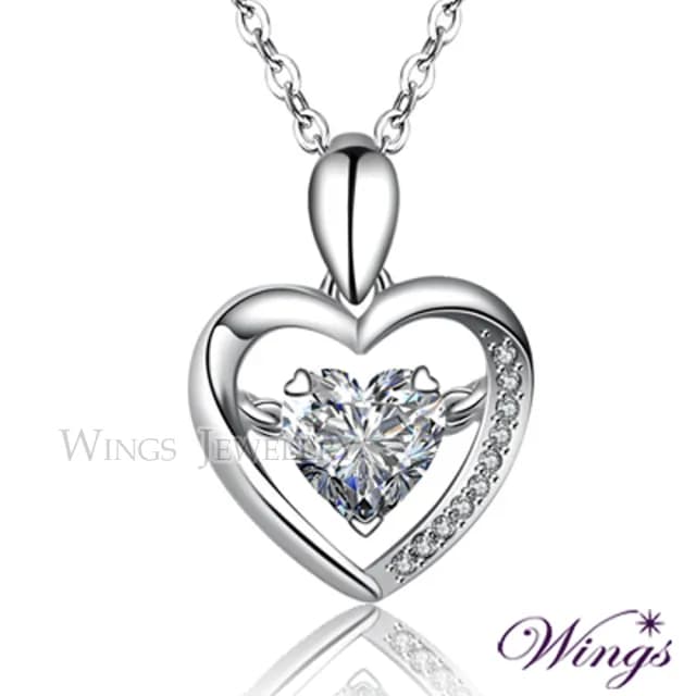 【WINGS】925純銀八心八箭項鍊《簡單愛》｜閃耀擬真鑽・浪漫設計款(禮盒 送禮 愛心 女生禮物 生日)