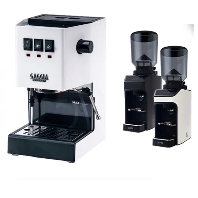 【GAGGIA】CLASSIC Pro 專業半自動咖啡機-110V 白+WPM ZD-17OD All Ground 磨豆機 110V(HG0195WH)