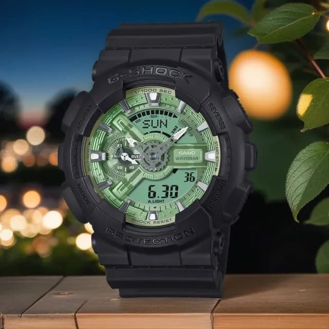 【CASIO 卡西歐】G-SHOCK 鼠尾草綠色 雙顯運動手錶 畢業禮物 送禮(GA-110CD-1A3)