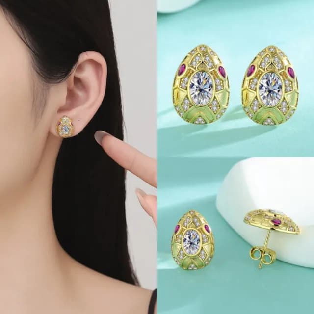 【時尚巴黎】現貨+預購 頂級莫桑鑽石耳環925純銀女銀飾(個性風潮蛇頭耳釘女飾品74lr70)