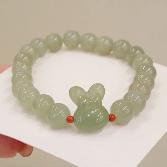 【MoonDy】雙11 8mm 手鍊 手串 和田玉 玉手鍊 兔子手鍊 串珠手鍊 百搭飾品