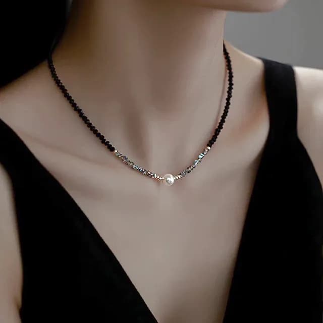 【Twinkle Me】輕奢黑晶石珍珠項鍊禮盒組(精美禮盒+同款紙袋)