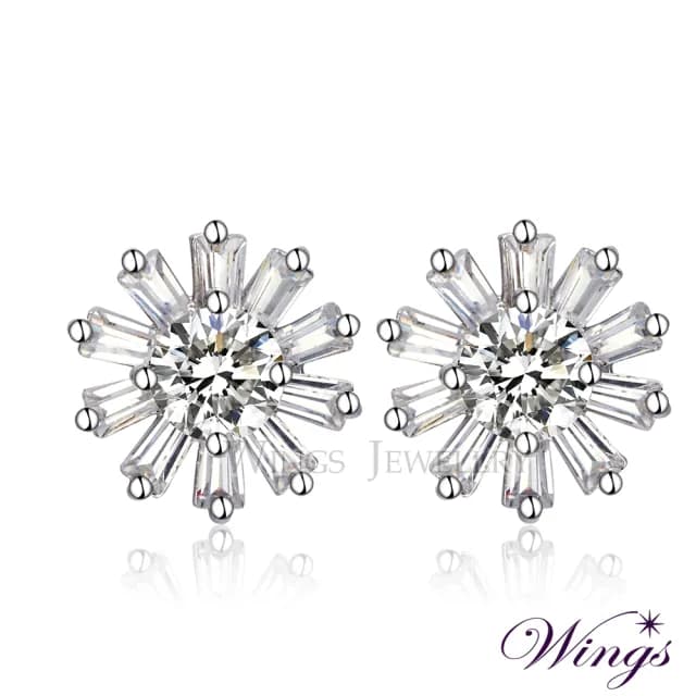 【WINGS】八心八箭耳環《向陽花》｜綻放光芒・擬真鑽華麗閃耀系列(送禮 女生禮物 禮盒 情人 七夕 生日)