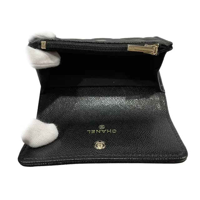 【CHANEL 香奈兒】AP4719經典雙C立體LOGO扣式零錢包/短夾(黑色)
